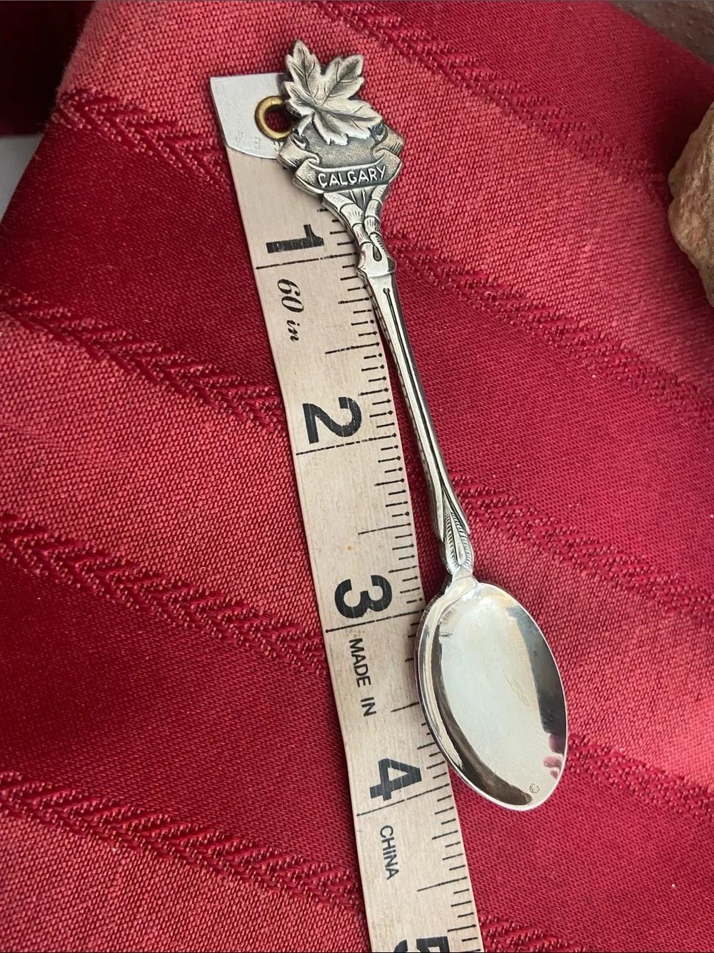Vintage 80s Calgary Silver Plated Maple Leaf Souvenir Spoon